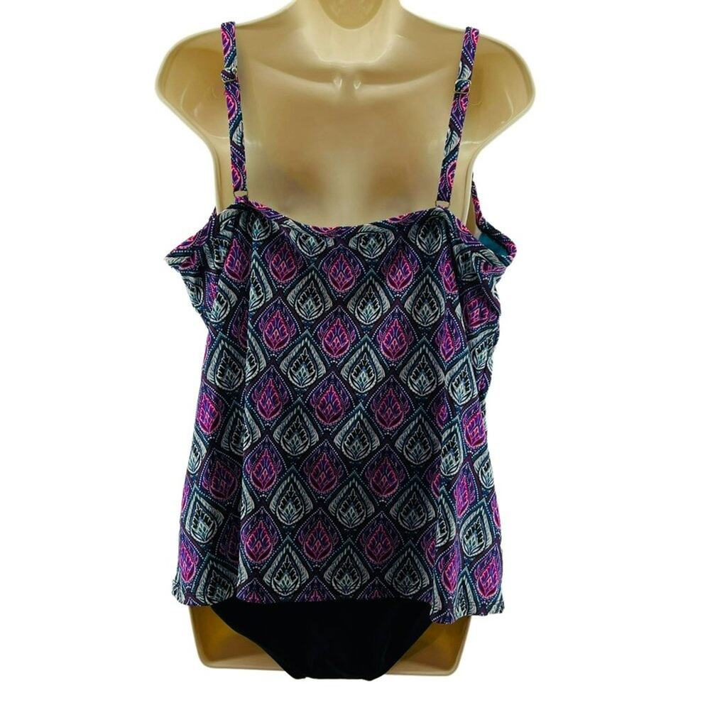 Island Escape Heaven Sent Scorpio Tankini Top Womens Swim Size 16 - Picture 9 of 10
